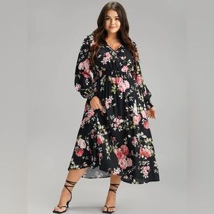 Size 26 4x Supersoft Essentials Floral with Pocket Shirred Dress by BloomChic